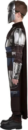 Vista 3 de amscan Mandalorian Boy Muscle Halloween Costume for Children, Includes Mask, Jumpsuit, Belt, Cape