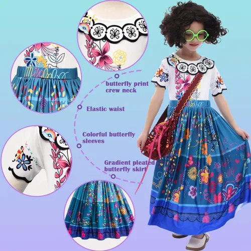 Vista 4 de Encanto Costume Dress For Girls Kids Princess Dress Up Clothes For Halloween Cosplay Birthdays As Girls Outfits Gifts