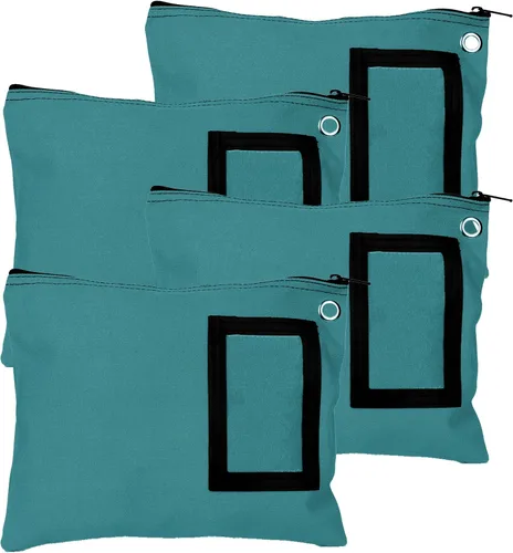 Vista 8 de BankSupplies Bolsas de lona con cremallera de 12 pulgadas de ancho x 9 pulgadas de alto, juego de 4 bolsas de almacenamiento grandes con ojales