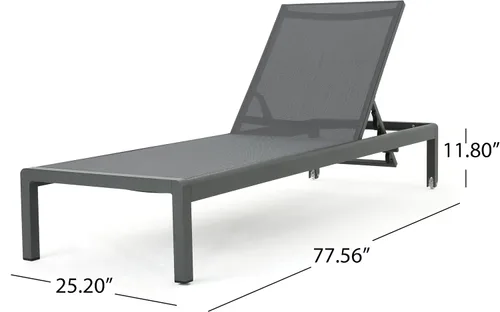 Vista 4 de Christopher Knight Home Cape Coral - Juego de tumbonas y mesa auxiliar de aluminio para exteriores, 2 piezas, gris/gris oscuro