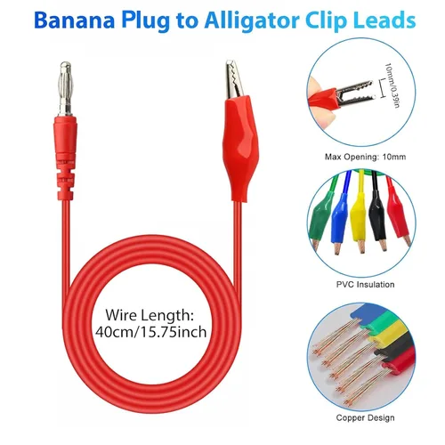 Vista 2 de Linkstyle Kit de sonda trasera de 25 piezas, pasador de sondas traseras multímetro, enchufe de plátano a clip de cocodrilo eléctrico con cables, kit