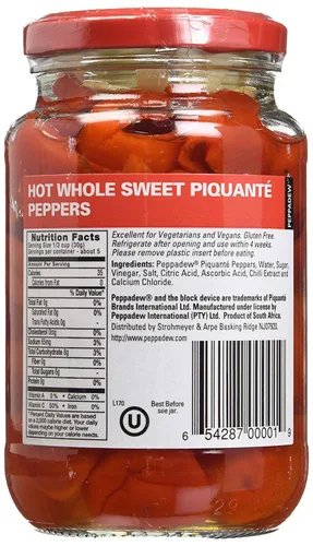 Vista 2 de Peppadew Sweet & Spicy Juanita Piquante Peppers, 14 onzas (14.11 oz) CALIENTE, enteros - Sin gluten y veganos, [Paquete de 2]