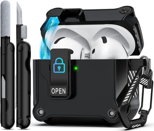 Vista 17 de R-fun Funda de carga compatible con AirPods de 2ª generación 2019, 1ª generación 2016, protección completa contra caídas, tapa desplegable