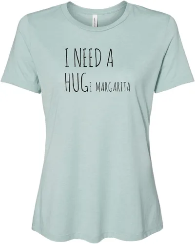 Vista 10 de Cute Women's Screen Printed Crew Neck Tee, Shirts With Sayings, Dusty Blue or Olive