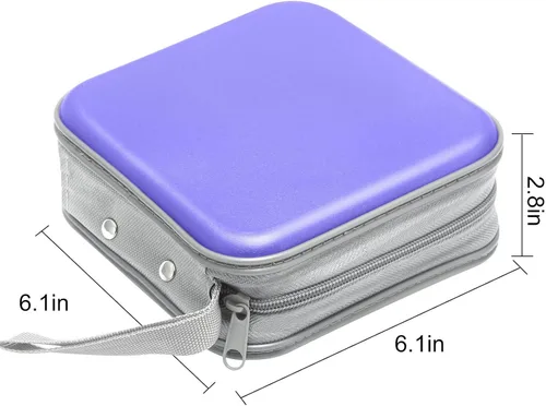 Vista 6 de Siveit Funda de CD, Estuche de CD/DVD de 40 Capacidad con Portafolios de Soporte de Bolsillo de Plástico Duro para Discos de DVD, Estuche de Lavanda