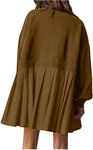 Vista 2 de Womens Oversized Sweatshirt Dress 2023 Fall Fashion Long Sleeve Pullover Tops Relaxed Fit Sweatshirts Mini Dress