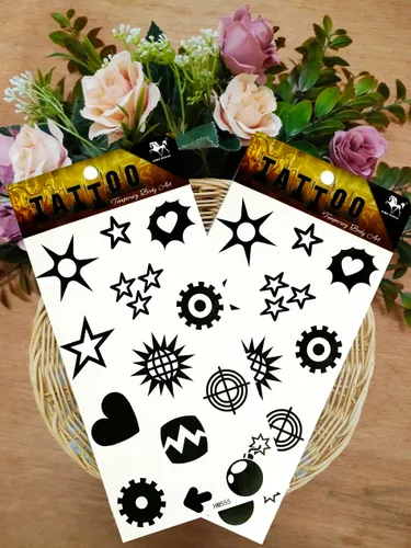 Vista 3 de Sun Star - Tatuaje temporal para mujeres y hombres, etiqueta engomada falsa para mujeres, hombres, pierna de brazo, pecho, hombro, impermeable