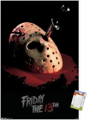 Vista 11 de Trends International Friday The 13th - Póster de pared de máscara sangrante, 14.725 x 22.375 pulgadas, versión enmarcada de madera de granero