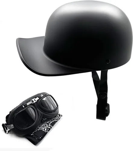 Vista 11 de Casco de béisbol vintage para motocicleta, media gorra con gafas para hombres y mujeres adultos, ciclomotor, moto, moto, moto, moto, Street Cruiser