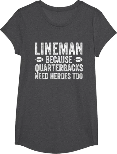 Vista 51 de Lineman Because Quarterbacks Need Heroes Camiseta de fútbol linieros S Negro