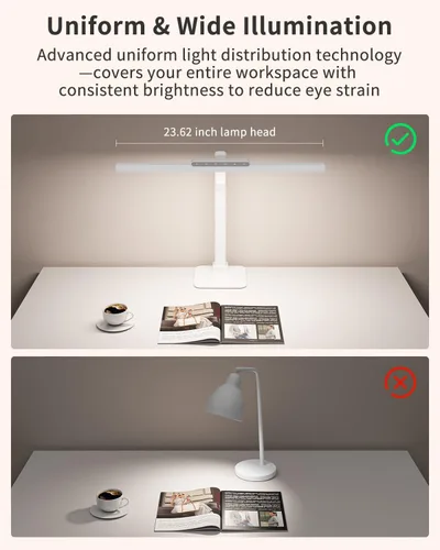 Vista 2 de Lámpara de escritorio LED con base, lámpara de escritorio de 24 W de brillo con control táctil para oficina en casa, luces altas ajustables