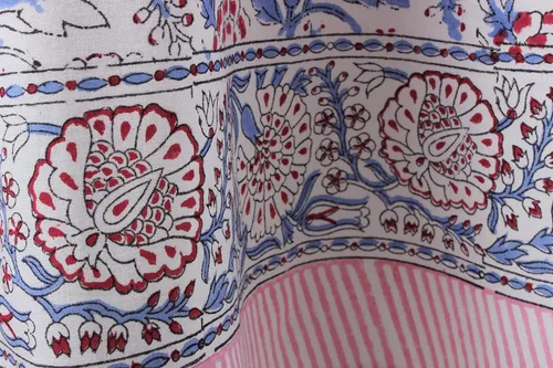 Vista 7 de Ridhi Mantel redondo estampado a mano color rosa flamenco 120 pulgadas 100%