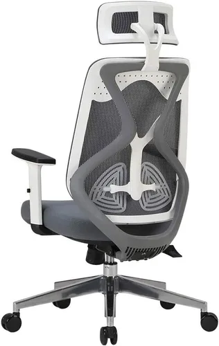 Vista 6 de Silla de oficina de malla transpirable para computadora con soporte lumbar ergonómico ajustable, silla de escritorio giratoria con reposabrazos