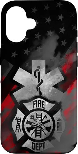 Vista 32 de EMT EMS Firefighter Red Smoke Line USA American Flag Case for iPhone 17