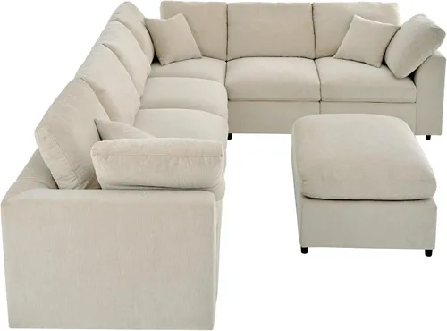 Vista 8 de LUMISOL Sofá modular extragrande de 120.8 pulgadas, 7 plazas, color beige