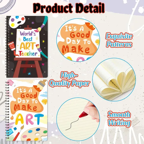 Vista 3 de B1ykin Cuadernos en espiral A5, 2 unidades, 50 hojas, 100 páginas, encuadernados con alambre, regalo de agradecimiento al profesor, cuaderno