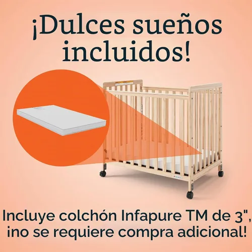 Vista 6 de Foundations SafetyCraft - Cuna de guardería compacta con listones, natural Marrón