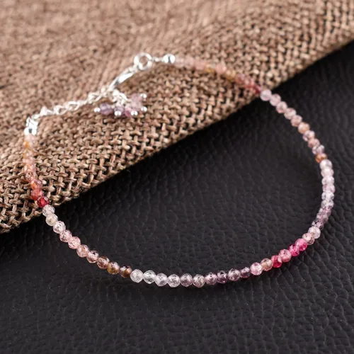 Vista 72 de Natural Gemstone Micro Beads Dainty Bangle Bracelet, Handmade Birthstone Jewelry, Healing Chakra Crystals, Silver Plated 8 inch, Birthday Gift for