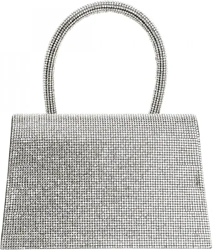 Vista 5 de Bolsos de mano con asa superior para mujer, elegante y elegante, con cuentas brillantes, bolso de mano, bolso cruzado de cadena para noche, fiesta
