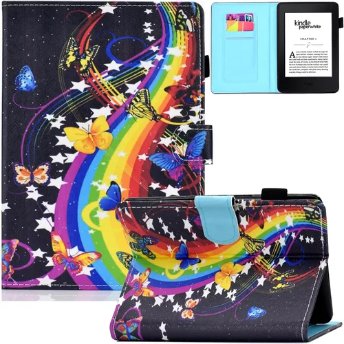 Vista 11 de Funda para Kindle Paperwhite, de piel sintética, con ranuras para tarjetas, con tapa de apagado y encendido automático para Amazon Kindle Paperwhite