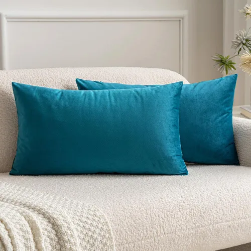 Vista 64 de MIULEE Paquete de 2 fundas de almohada de terciopelo decorativas rectangulares lumbares, fundas de cojín suaves sólidas para sofá, sofá, dormitorio