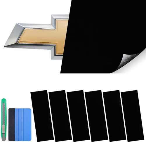 Vista 9 de Lypumso Kit de Envoltura de Vinilo para Emblema de Auto, 6 Piezas de Fibra de Carbono Negro Compatible con Calcomanías de Logo Chevy Bowtie, Corta