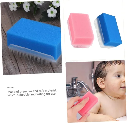Vista 2 de Cepillo de esponja de masaje de entrenamiento sensorial, 2 piezas, limpiador corporal suave para portátil y ligero para ducha y baño, promueve