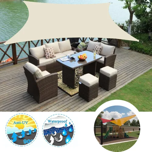 Vista 25 de Toldo tipo vela para exteriores, 6 x 7 pies, vela impermeable con bloqueo UV, tela resistente, protección solar, resistente al viento, grado