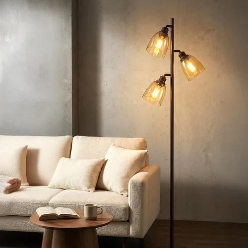 Vista 5 de Paquete de 3 repuestos de pantalla de vidrio ámbar transparente, cubiertas de luz de ventilador de techo, globos de vidrio para candelabros