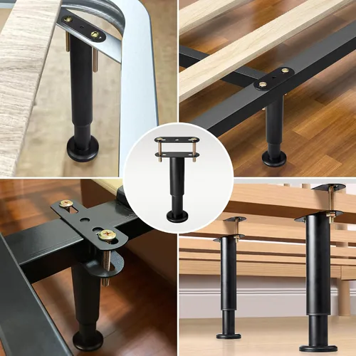 Vista 5 de ZhouDaShu Marco de cama de altura ajustable con patas de soporte central de repuesto con base más ancha, kit de refuerzo de cama para listones