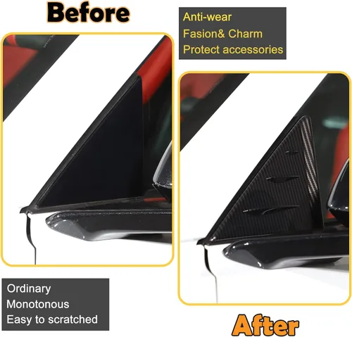 Vista 2 de Cubierta triangular para ventana delantera compatible con Chevrolet Corvette C8 Stingray Sports 2020 2021 2022, calcomanías de cubierta de alerón