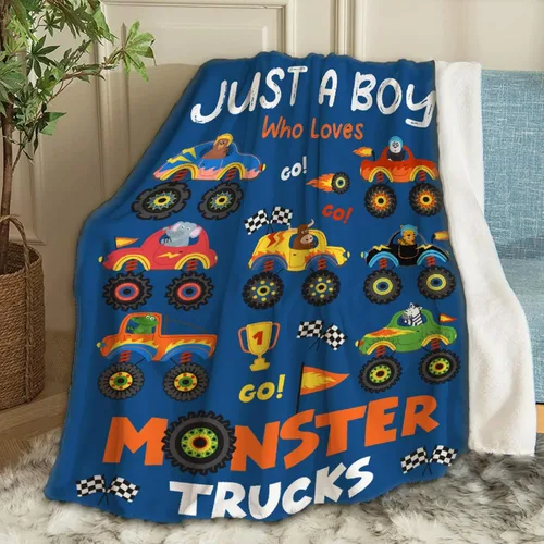 Vista 46 de Manta de Bebé Personalizada con Camiones de Construcción Personalizados Camión Volquete Mantas con Nombre para Niños y Niñas Manta Suave de Arrullo