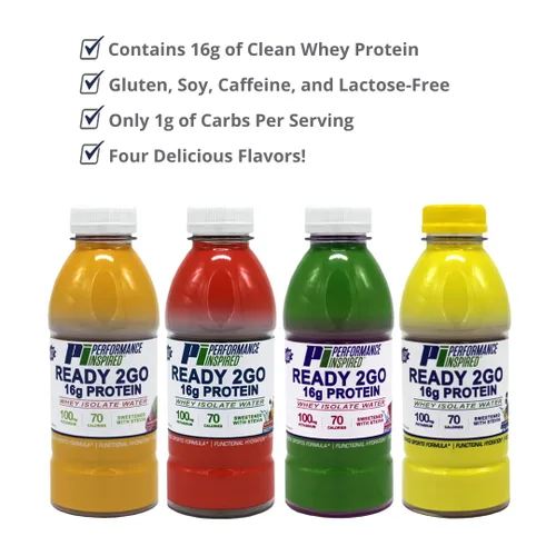 Vista 6 de Performance Inspired Nutrition Ready 2Go Protein - Sin gluten - 16 onzas líquidas - Proteína de agua - Estuche de 6 unidades - Limonada de arándanos