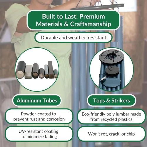 Vista 5 de Carillón de viento de la música del universo de 84 pulgadas, hecho a mano Amish