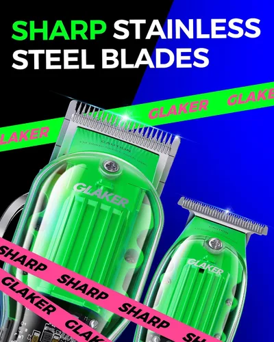Vista 3 de GLAKER Cortapelos profesionales para hombres, juego de cortadoras y recortadoras inalámbricas, kit completo de peluquería para recortar el cabello