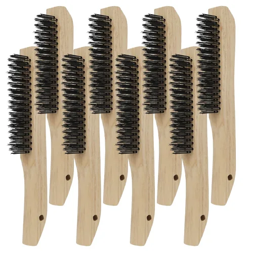 Vista 6 de VASTOOLS Paquete de 6 cepillos de alambre para limpiar escoria de soldadura, óxido y polvo. Cepillo de acero al carbono resistente de 10 pulgadas