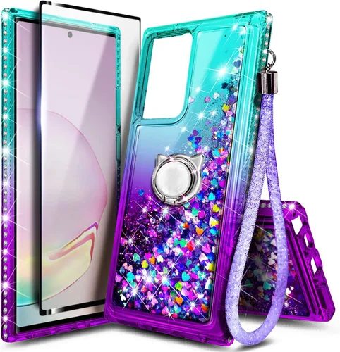 Vista 98 de NGB - Funda para teléfono Samsung Galaxy S9, color aguamarina/morado, bonita funda con purpurina líquida para mujeres y niñas, con protector