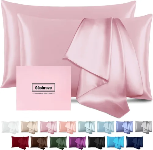 Vista 33 de Fundas de almohada de seda con cremallera, funda de almohada de morera, azul bebé, estándar, 1 unidad 20x26 Silk Pillowcase for Hair and