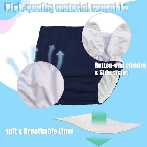 Vista 3 de Pañales de natación reutilizables para bebés recién nacidos, lavables, unisex, pañales de natación para bebés, color azul marino, 0-3 meses