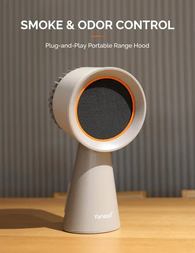 Vista 2 de Campana extractora de cocina portátil, ventilador silencioso de 3 velocidades para encimera con filtros de carbono duales, taza de aceite grande