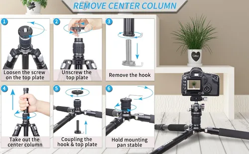 Vista 9 de INNOREL RT45A+D34 Trípode de cámara profesional de aleación de aluminio compacto portátil trípode fotográfico monopod para cámara réflex digital
