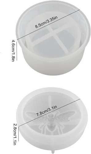 Vista 2 de Molde de resina para tarro de abeja de miel con tapa, molde de yeso de hormigón, molde de silicona, tarro de vela, molde de arcilla de cemento