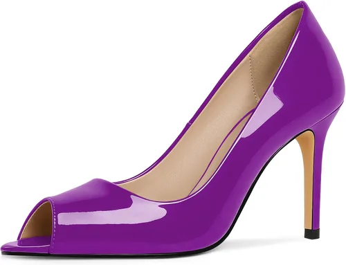 Vista 32 de Eldof Zapatos de tacón alto con punta abierta para mujer, con puntera abierta, para boda, sexy, para novia, clásicos, de 3.5 pulgadas Beige