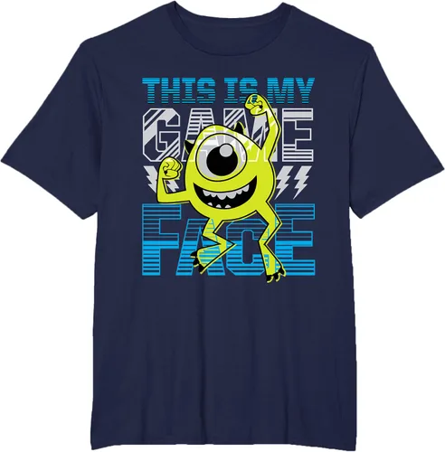 Vista 61 de Disney Pixar Monsters Inc. Mike Wazowski Game Face Camiseta Negro
