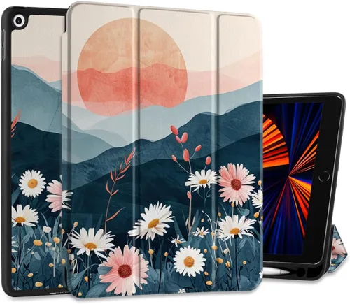 Vista 10 de DONGKE Funda compatible con iPad de 10.2 pulgadas 2021 2020 2019 iPad de 9ª/8ª/7ª generación con soporte para lápices, funda protectora delgada