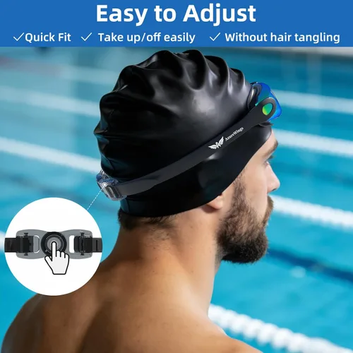 Vista 7 de Paquete de 2 gafas de natación sin fugas, antivaho y UV, gafas de natación para adultos, hombres y mujeres, lentes de policarbonato con espejo HD