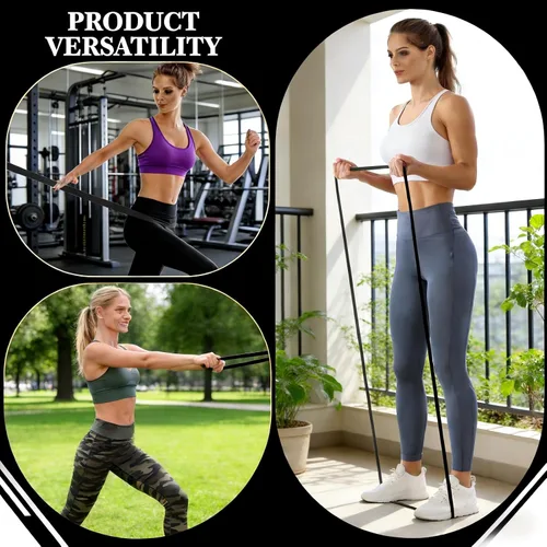 Vista 3 de Juego de 16 bandas de resistencia, bandas elásticas de entrenamiento prémium para gimnasio en casa, entrenamiento de fuerza, yoga y terapia física
