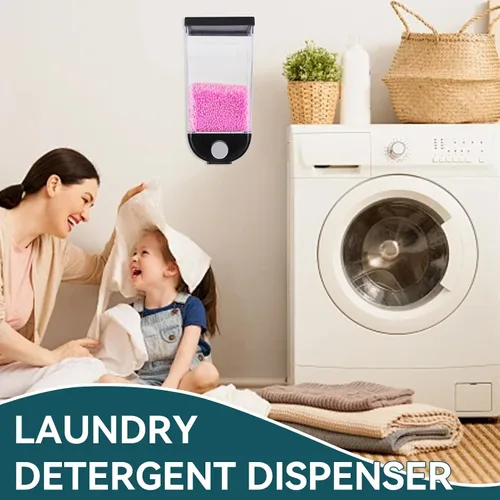 Vista 2 de Cyrank Dispensador de arroz, dispensador de cuentas de lavandería para colgar en la pared, contenedor de almacenamiento de alimentos secos