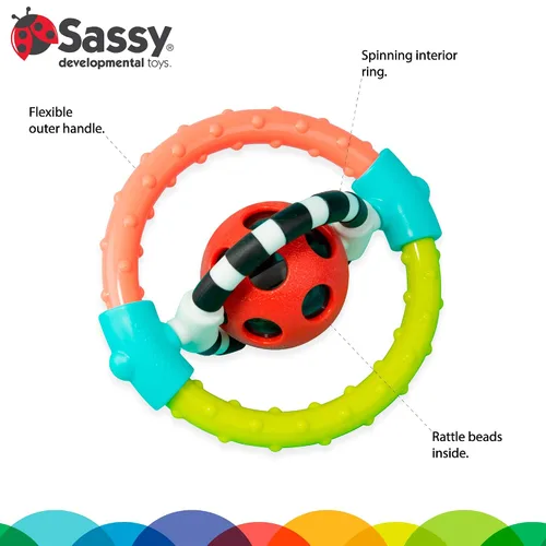 Vista 3 de Sassy Anillo flexible giratorio y masticable con giradores de doble acción, para mayores de 0 meses