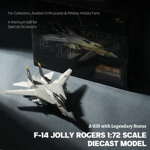 Vista 6 de NUOTIE US Navy F-14 Tomcat 1/72 Modelo de aleación VF-84 Jolly Rogers Avión de combate metálico fundido Modelo de exhibición militar o regalo